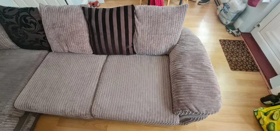 DFS grey corner sofa with scatter cushions