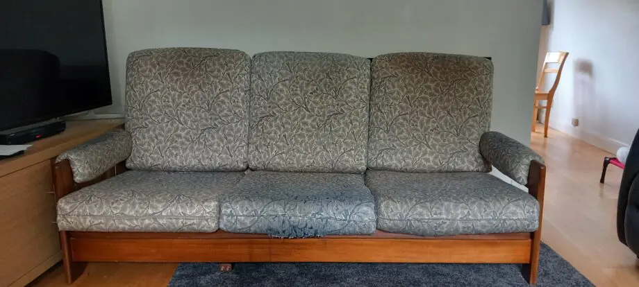 A sofa and 2 armchairs by C.D Pierce and Son.