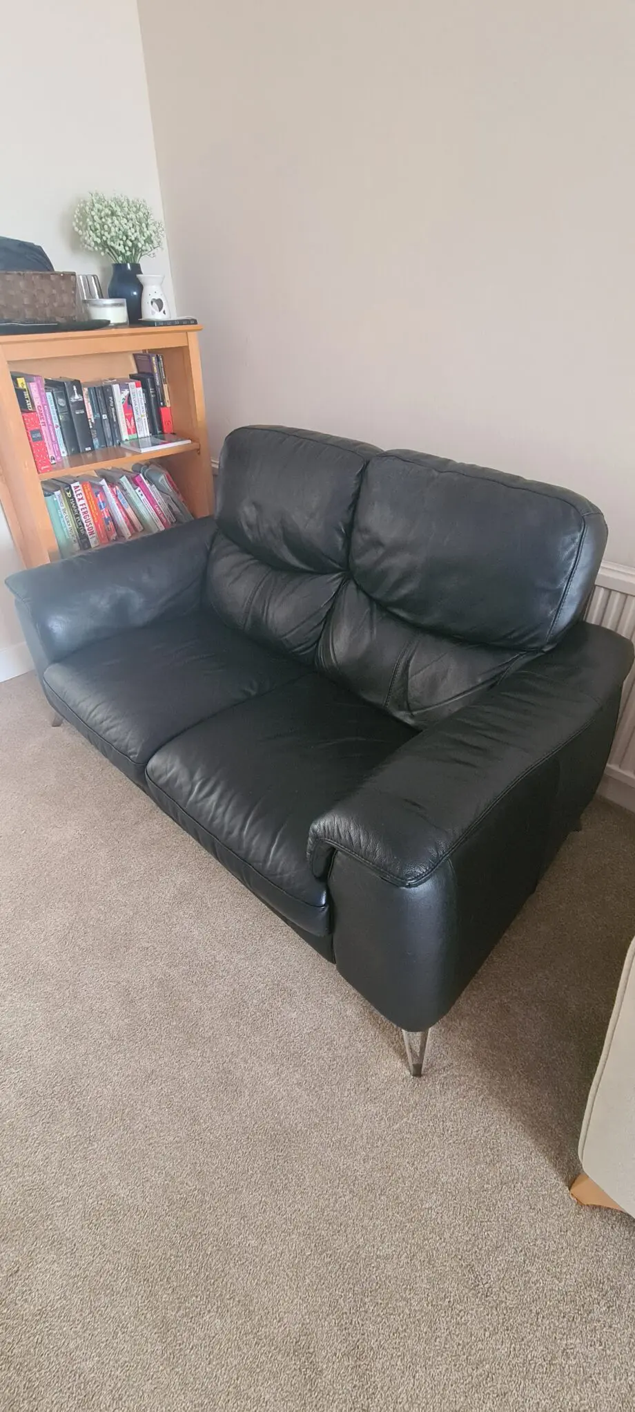 Sofology Black Leather Parma Sofa