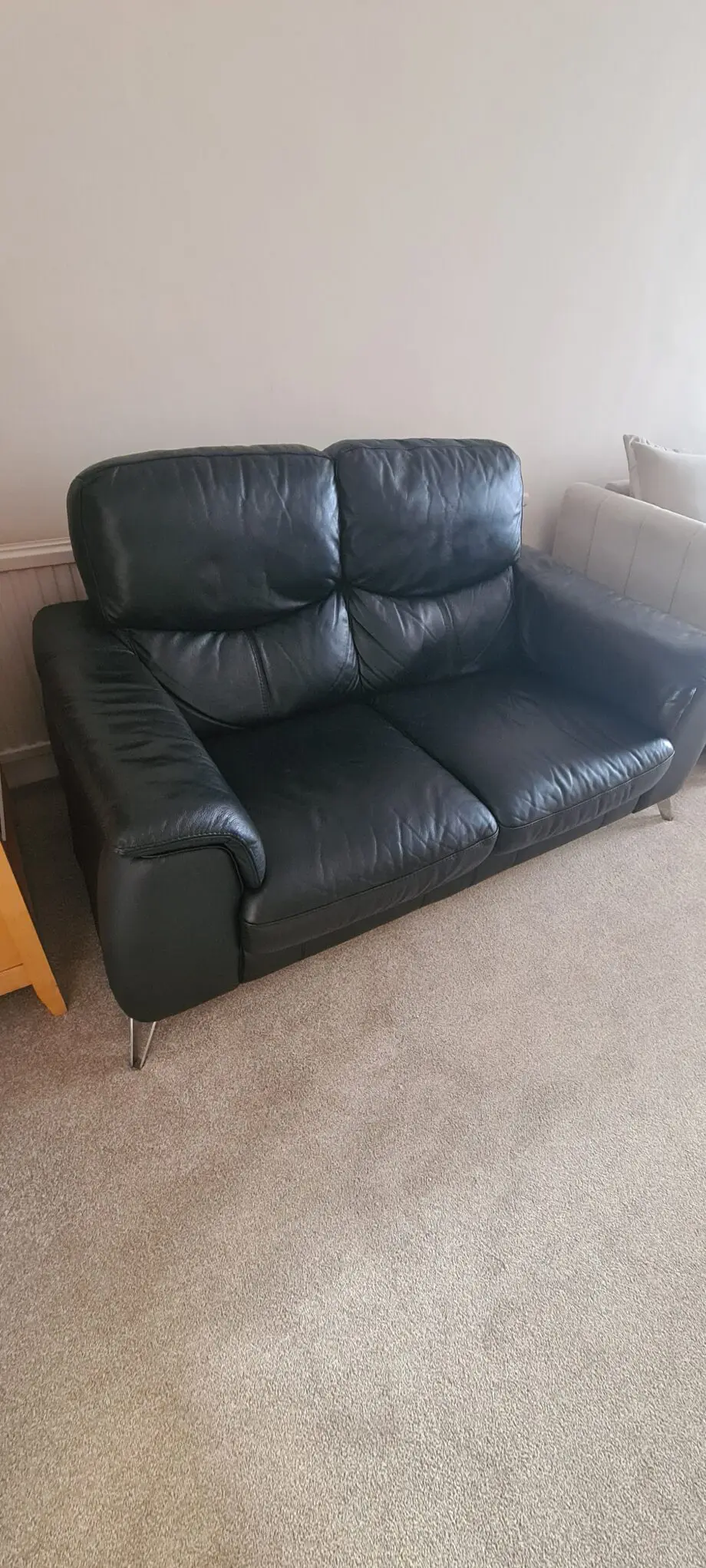 Sofology Black Leather Parma Sofa