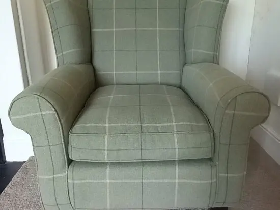 Sloane & Sons Wingback Green Tweed Chair