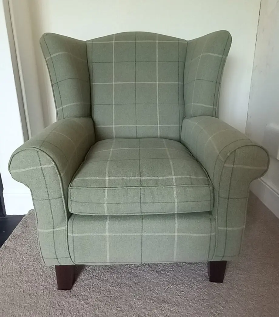 Sloane & Sons Wingback Green Tweed Chair