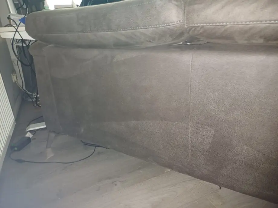 DFS brown suede corner sofa.