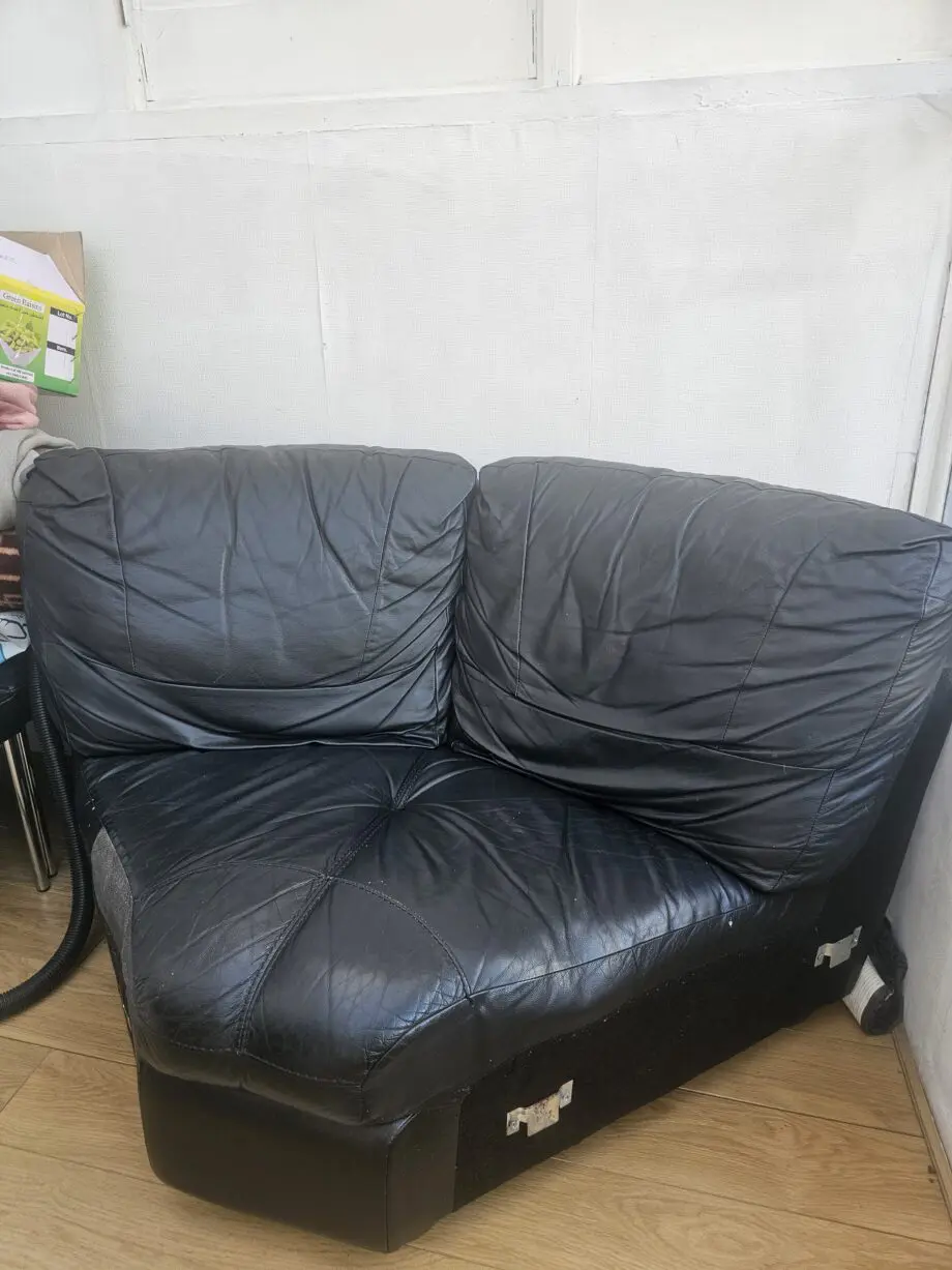 DFS black leather sofa set
