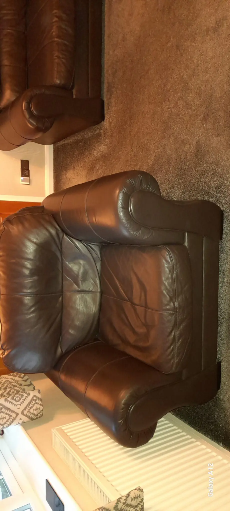 DFS Brown Leather Sofa and Matching Armchair