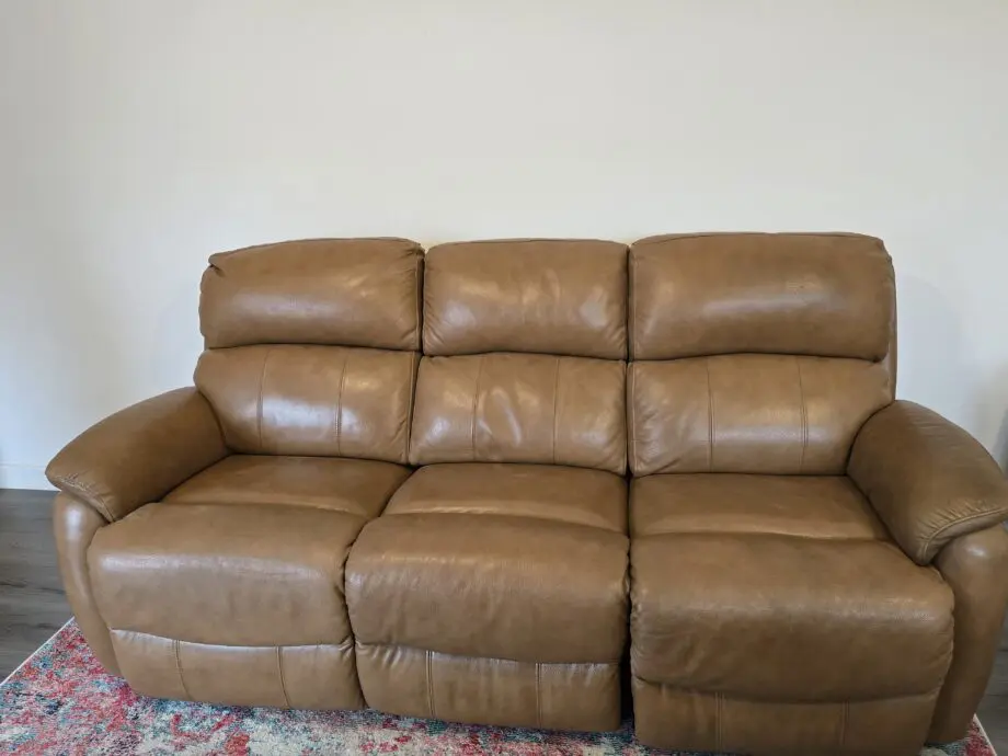 Brown leather recliner sofa 3 seater power adjustable