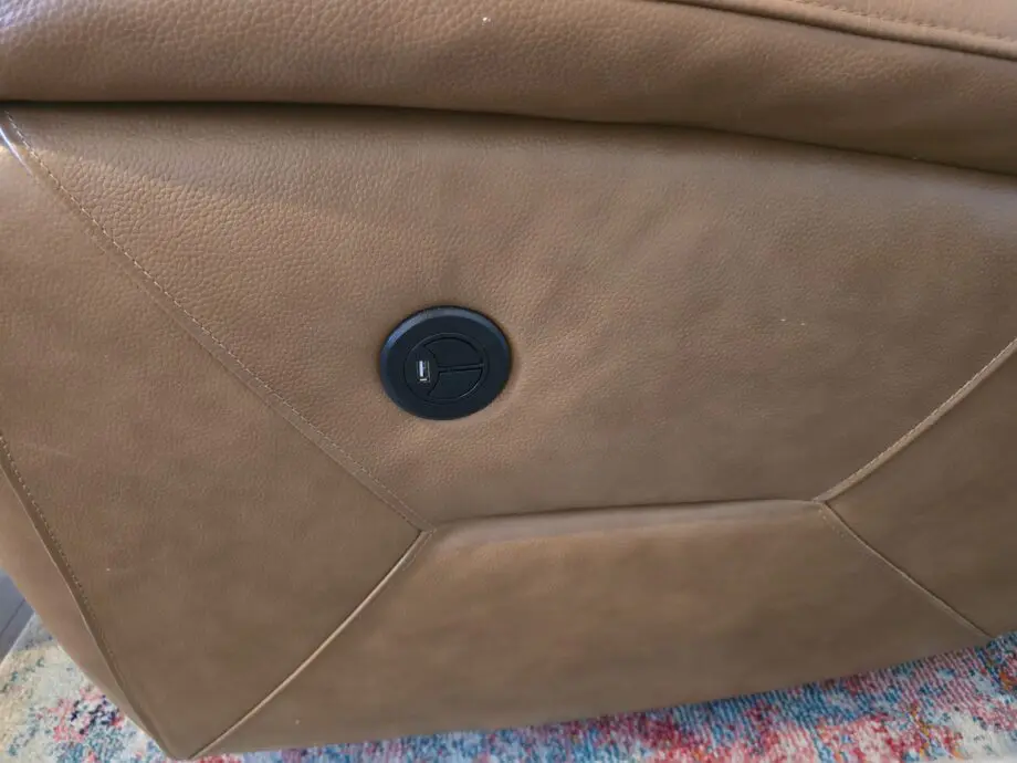 Brown leather recliner sofa 3 seater power adjustable