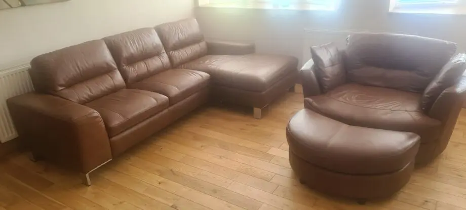 DFS leather corner Sofa and chair