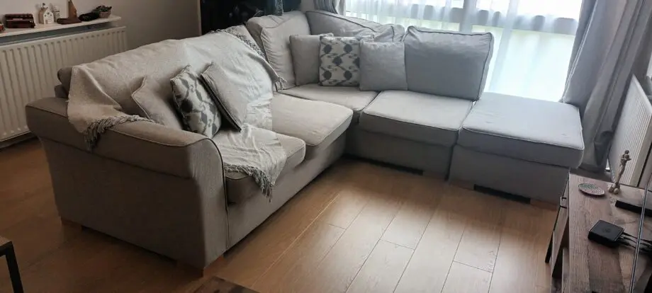 Good condition stylish used corner sofa available for sale (cushions included)