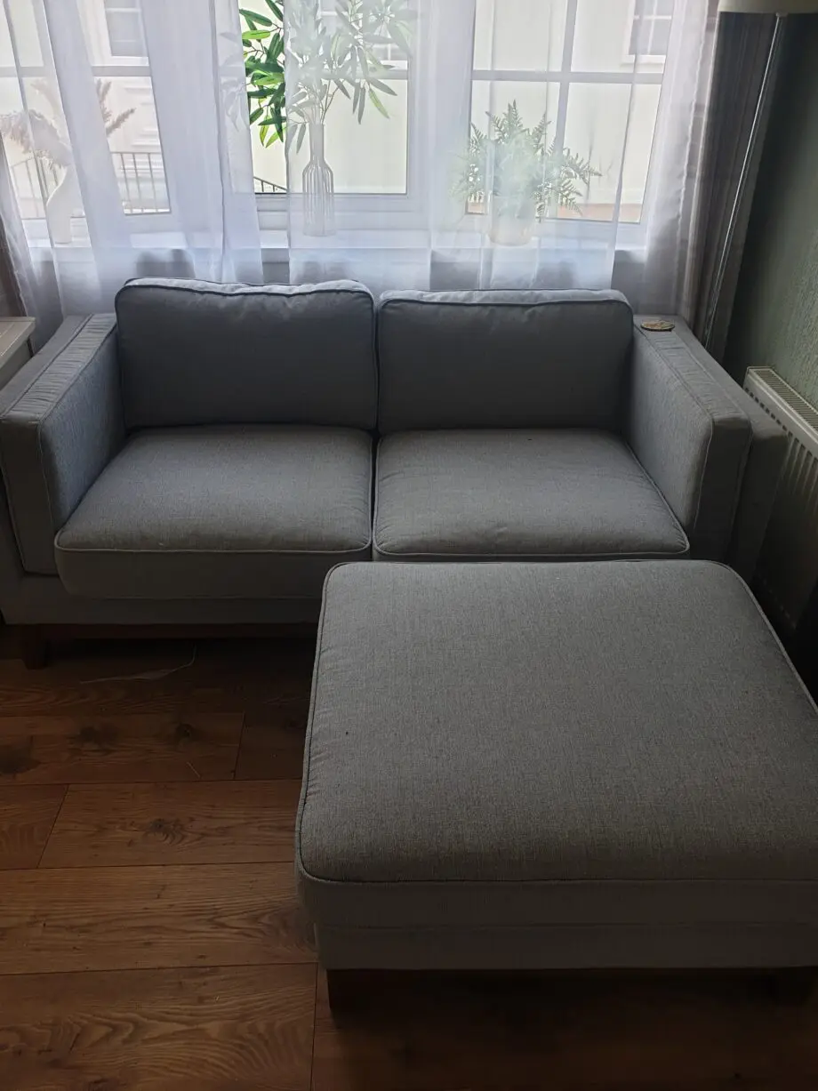 Sage green sofa from Daals Timber range