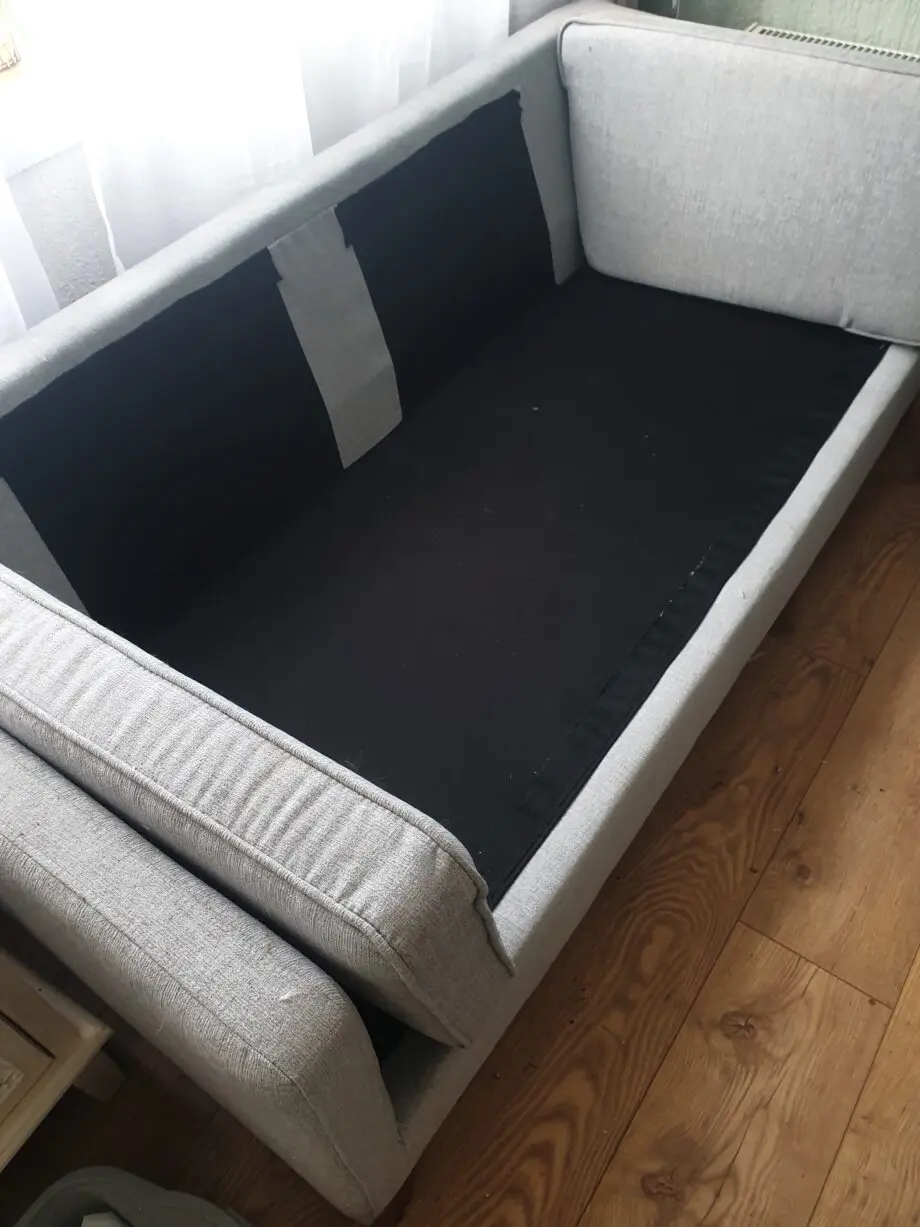 Sage green sofa from Daals Timber range