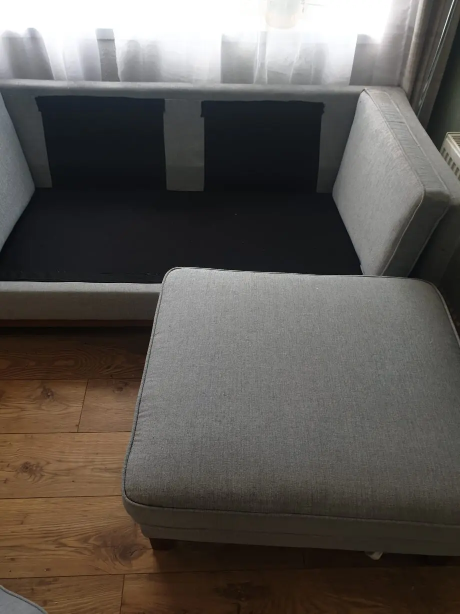 Sage green sofa from Daals Timber range