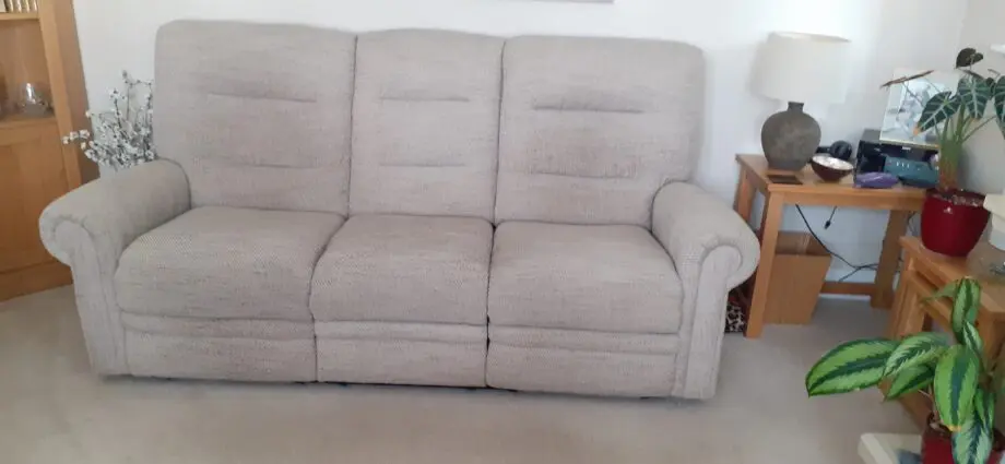 Oak furniture land oatmeal fabric electric reclining sofas