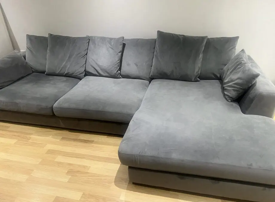 DFS Plush Velvet Left Corner Sofa – Grey