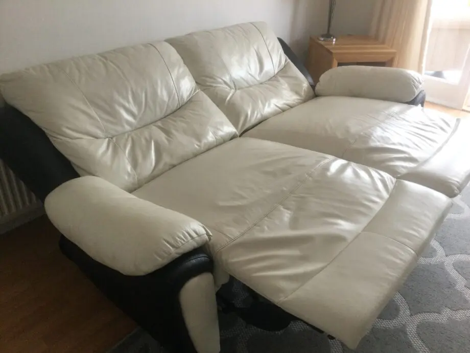 Cream/Black Leather sofas