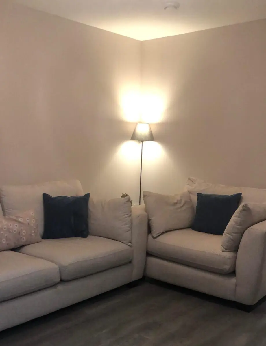 DFS Blossom Pink 4 Seater Sofa, Cuddler chair & Footstool with storage