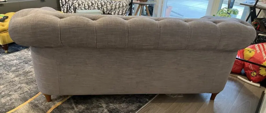 Grey linen blend sofa and armchair