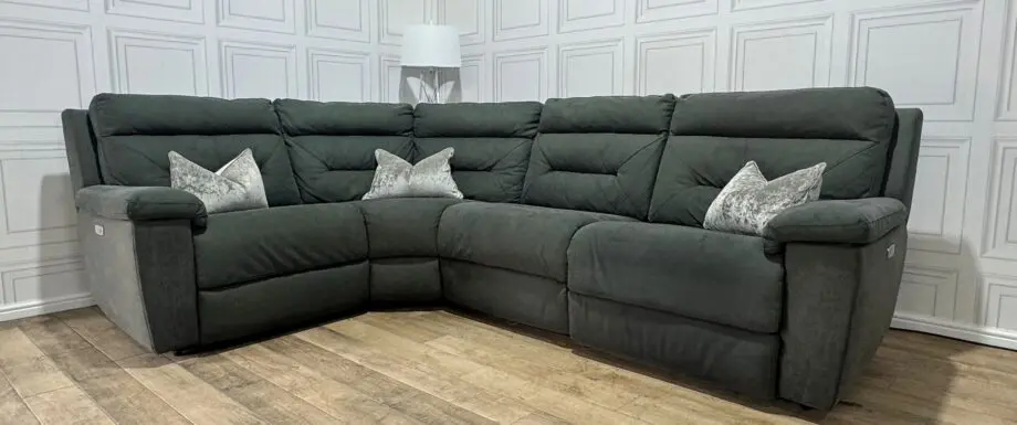 Grey Electric Corner Recliner With USB Connectivity