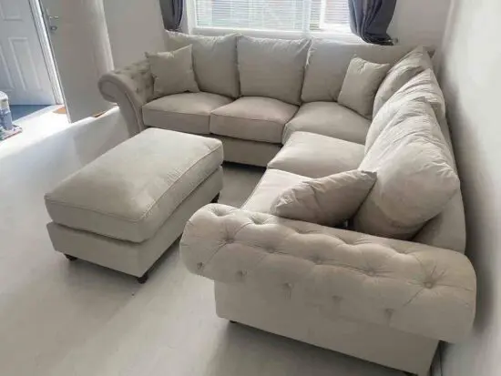 Chesterfield Corner Sofa With Puffy For Sale - Delivery Available