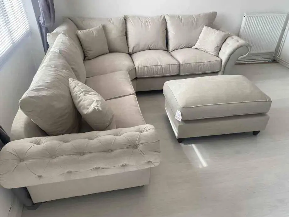 Chesterfield Corner Sofa With Puffy For Sale - Delivery Available