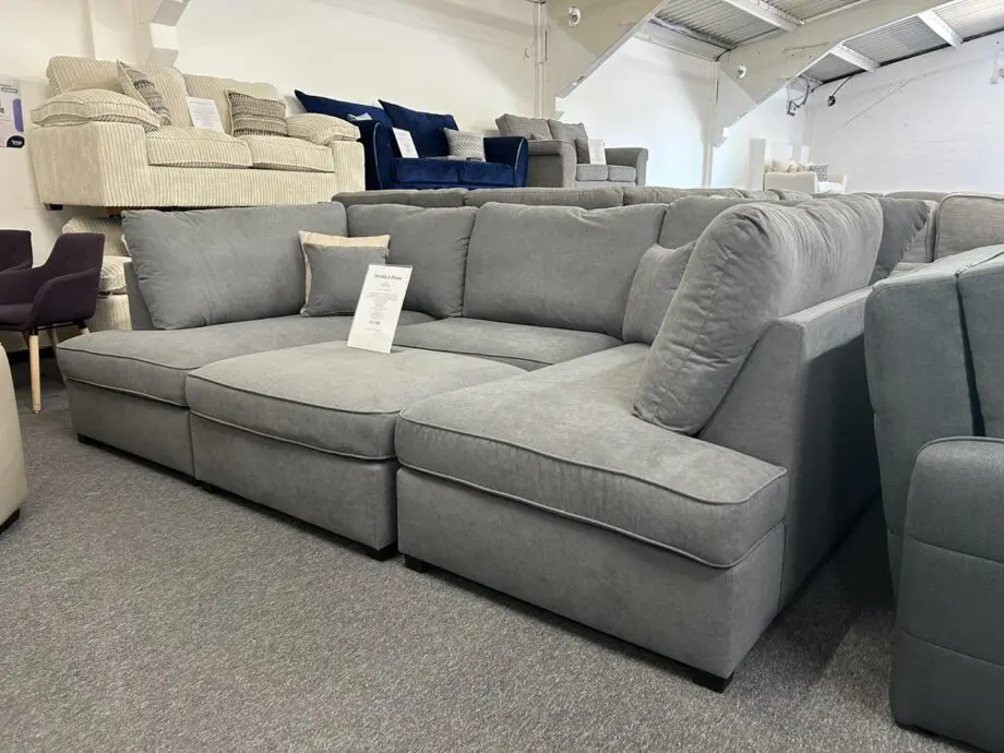 U-Shape Grey Sectional For Sale