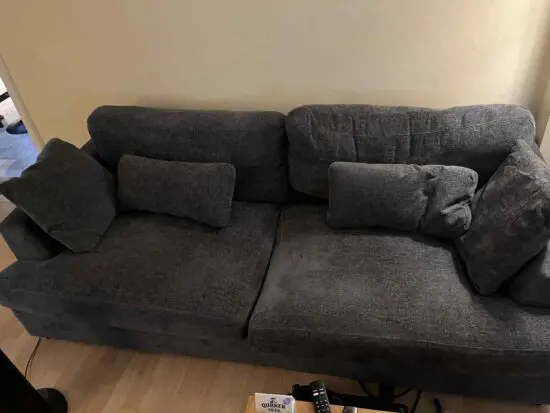 Solace+Co Drew 3 Seater Charcoal Chenille Sofa