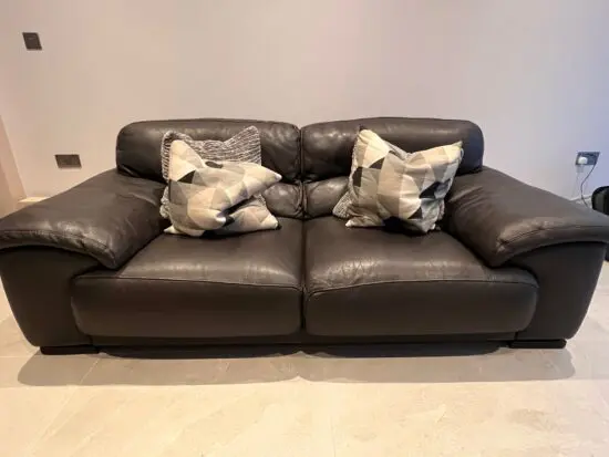 Roche Bobois, leather sofa, anthracite gray