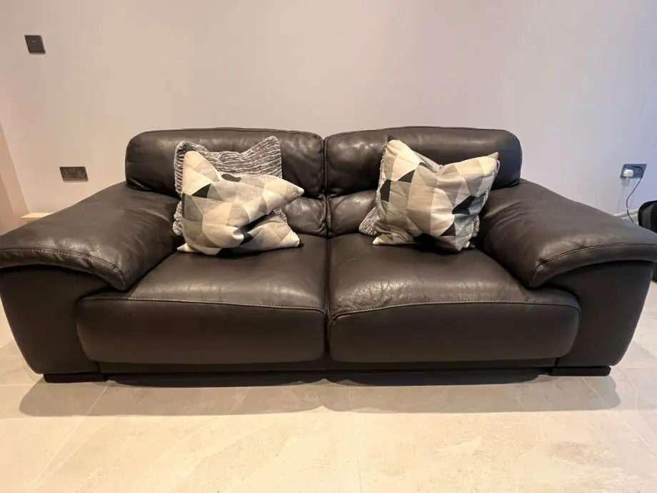 Roche Bobois, leather sofa, anthracite gray