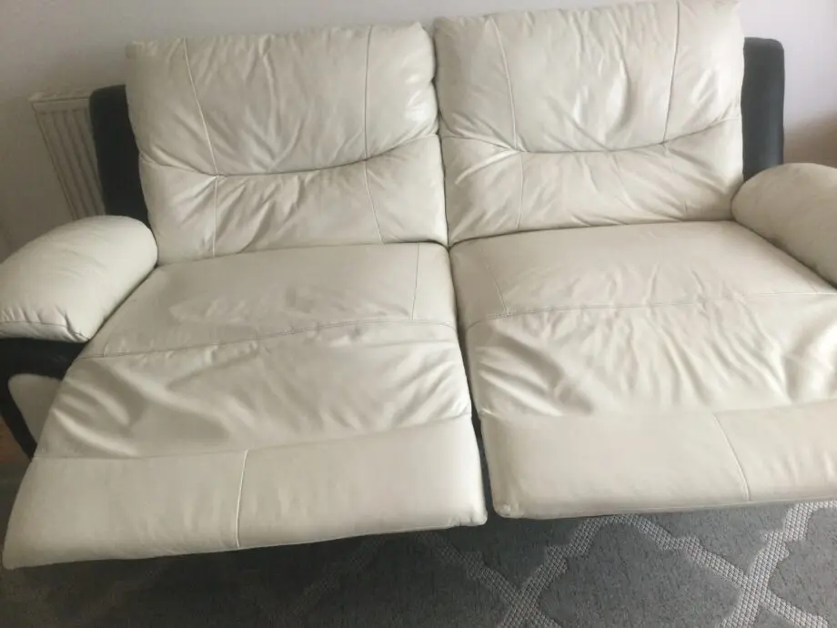 Cream/Black Leather sofas