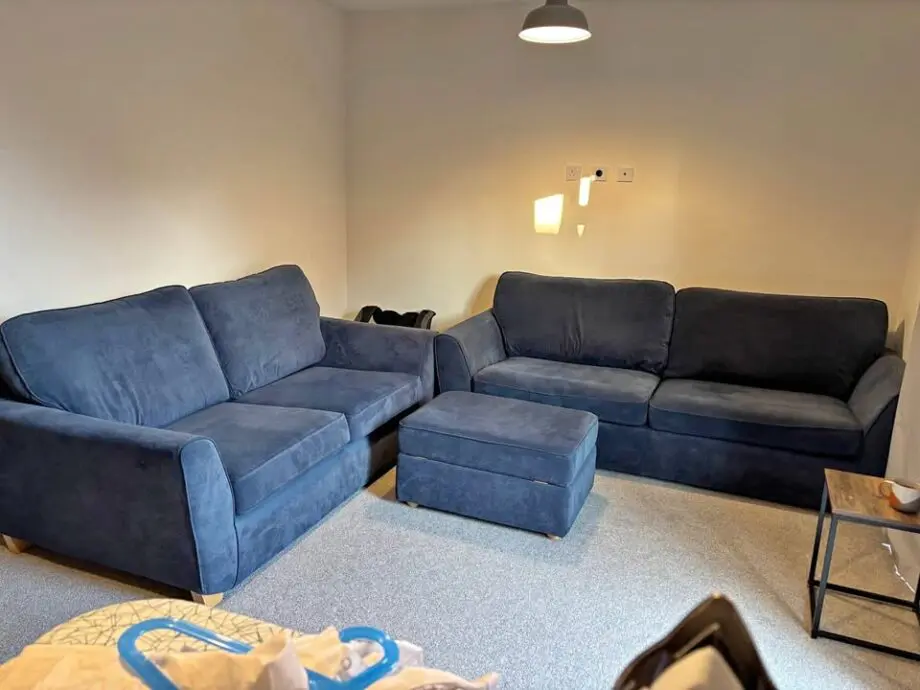 2 and 3 seater sofa with footstool