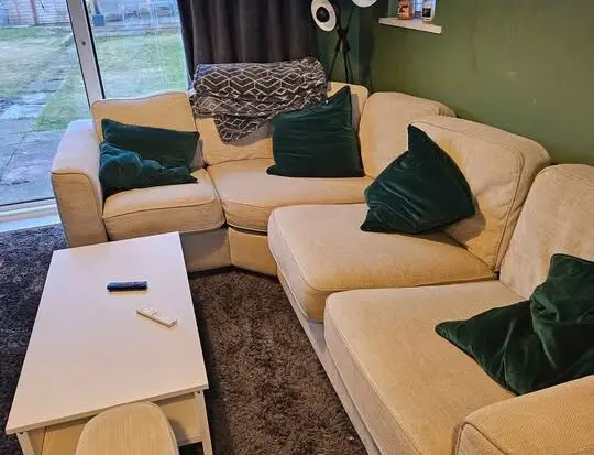 Beige Corner Sofa and Loveseat