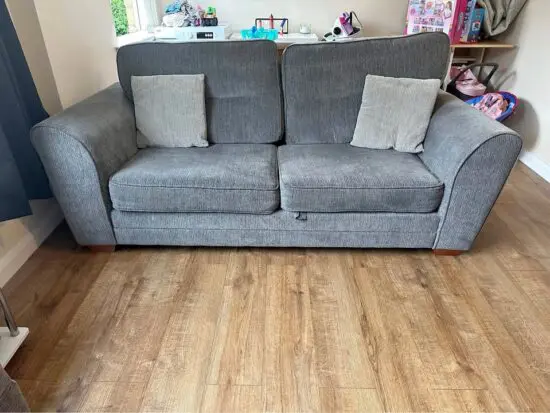 3 SEATER GREY HIGH BACK SOFA