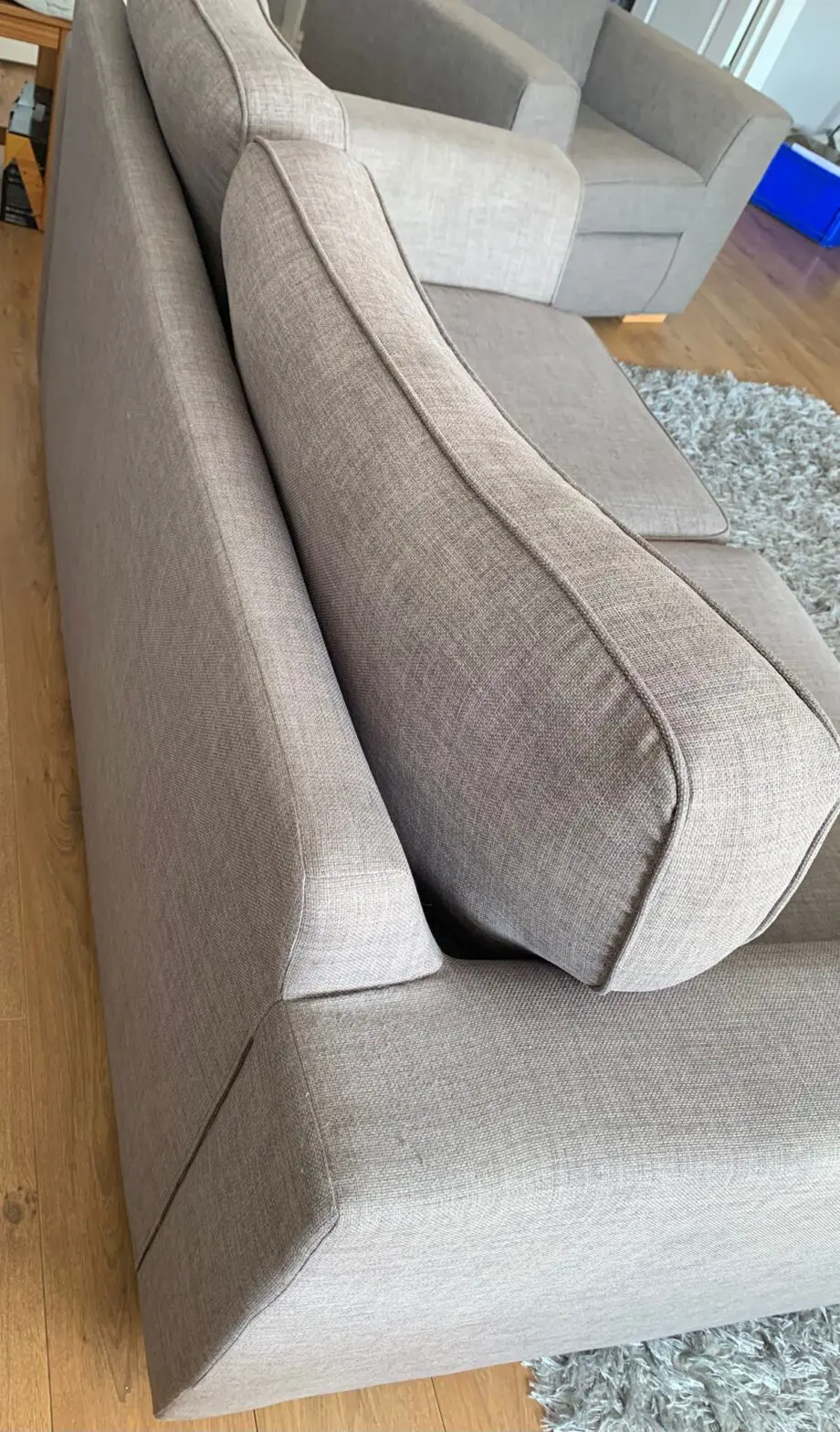 Dfs 3 seater sofa removable covers cushion is foam filled. It’s the same range as Kian on the dfs website