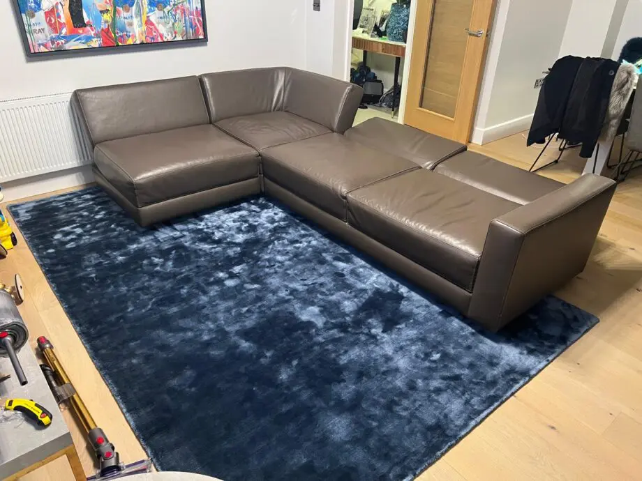 Modern Italian Leather corner Sofa brown