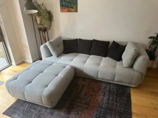ReallyWellMade Light Grey Quilton 3 seater sofa