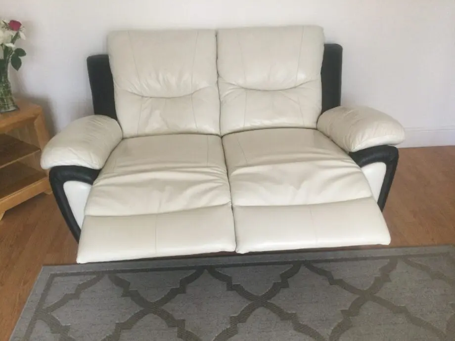 Cream/Black Leather sofas