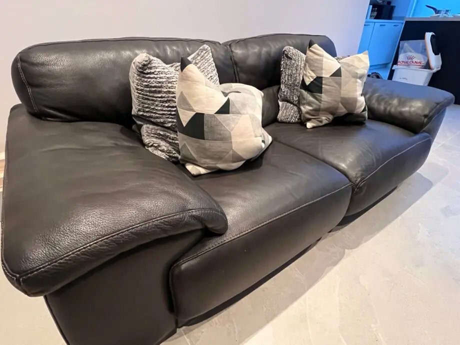 Roche Bobois, leather sofa, anthracite gray