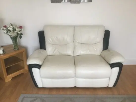 Cream/Black Leather sofas