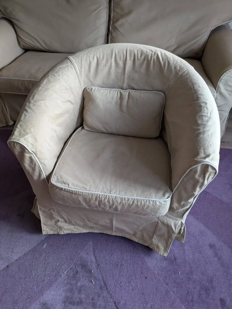 IKEA EKTORP Convertible 3-seater and TULLSTA Tub Chair with IDEMO BEIGE Removeable Covers