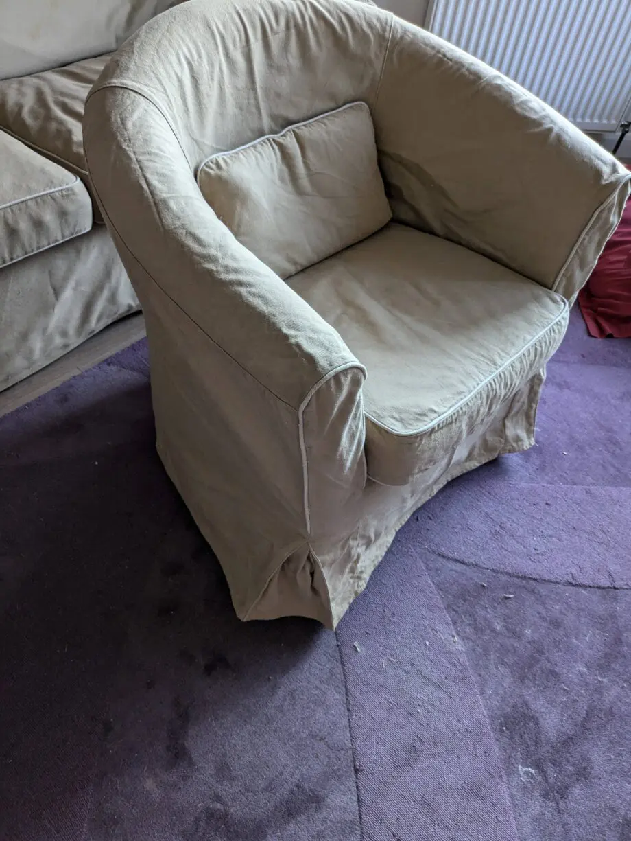 IKEA EKTORP Convertible 3-seater and TULLSTA Tub Chair with IDEMO BEIGE Removeable Covers