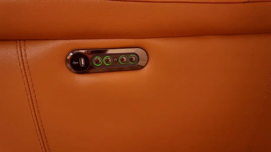 Galaxy 3 seater power recliner chair and stool with power headrests and USB ports Honey Yellow