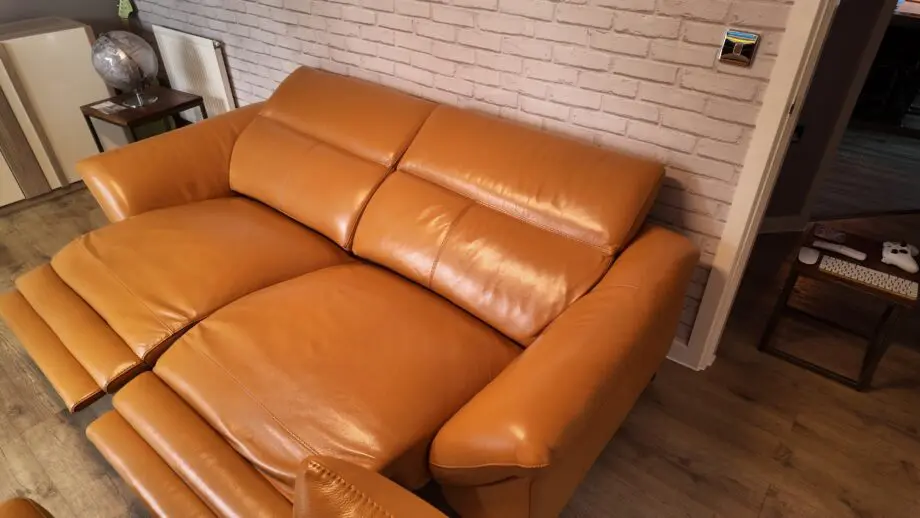 Galaxy 3 seater power recliner chair and stool with power headrests and USB ports Honey Yellow