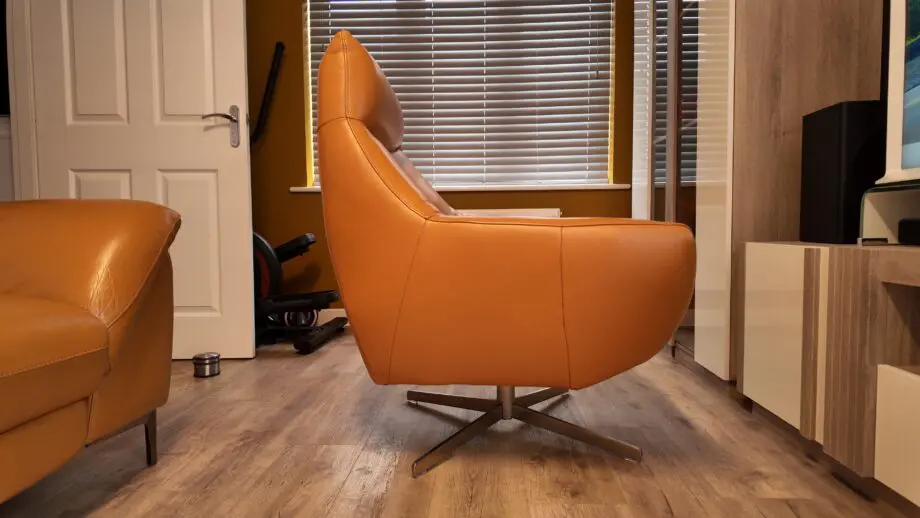 Galaxy 3 seater power recliner chair and stool with power headrests and USB ports Honey Yellow