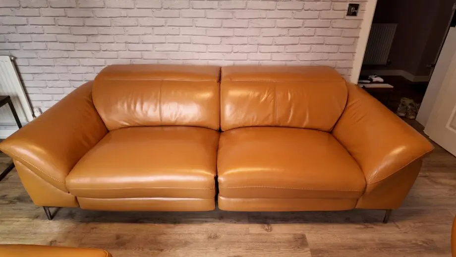 Galaxy 3 seater power recliner chair and stool with power headrests and USB ports Honey Yellow