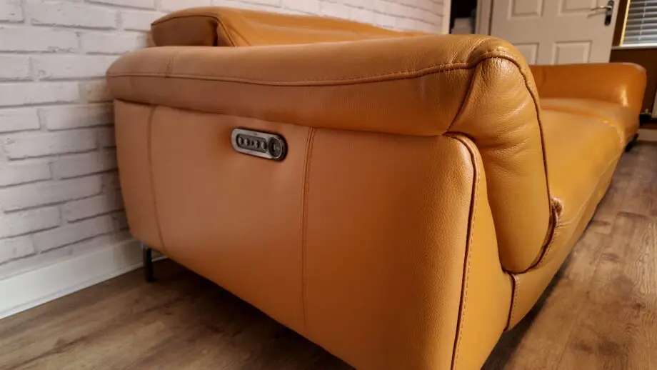 Galaxy 3 seater power recliner chair and stool with power headrests and USB ports Honey Yellow