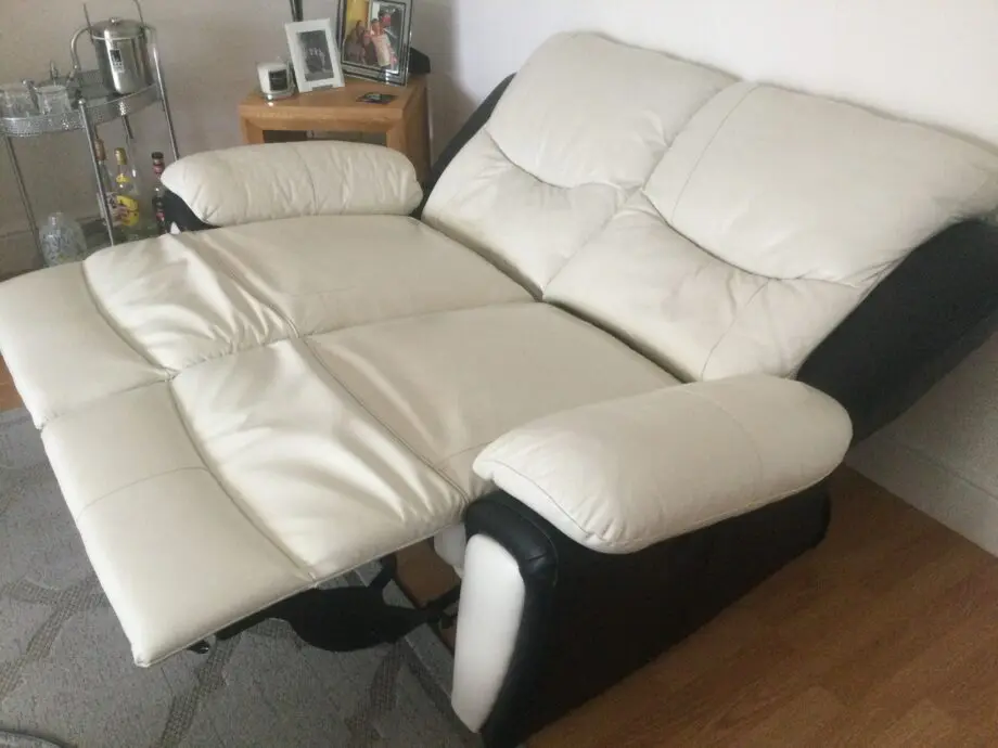 Cream/Black Leather sofas