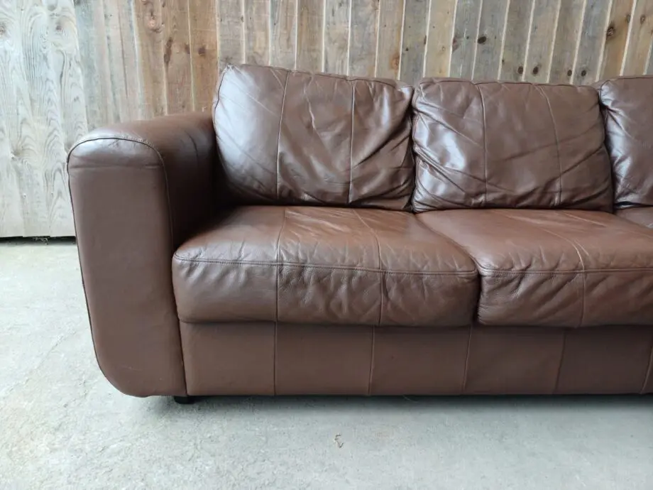 L Shape Brown Real Leather Corner Sofa #108
