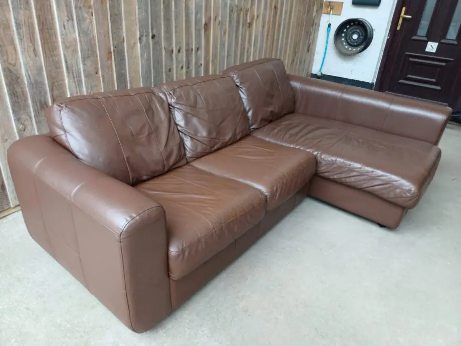 L Shape Brown Real Leather Corner Sofa #108