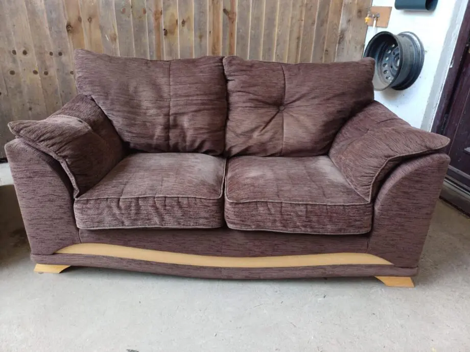 3 Seater & 2 Seater + Footstool Brown Chenille Sofas