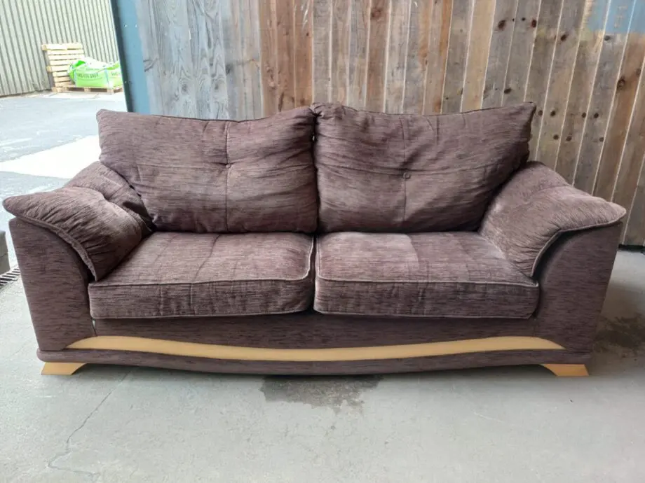 3 Seater & 2 Seater + Footstool Brown Chenille Sofas